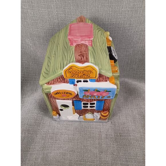 GKRO Ceramic Cookie Jar Retired Little Village General Store 10 x 7 New Open Box - Picture 2 of 16
